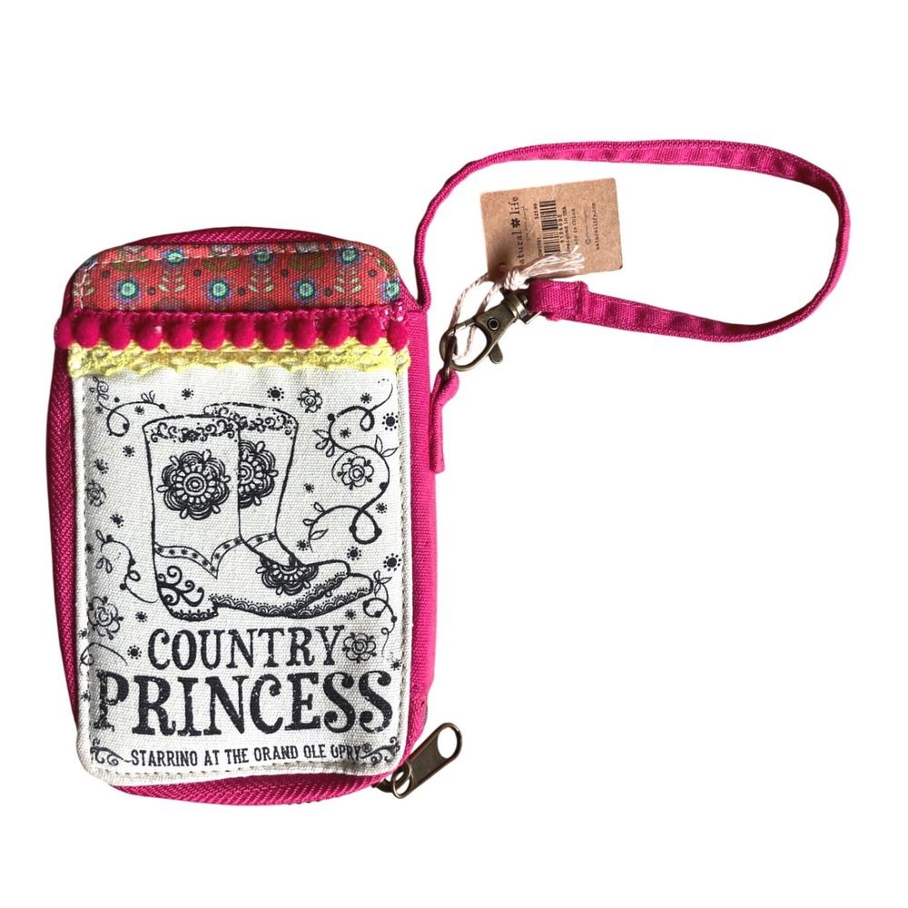 NWTS Natural Life Grand Ole Opry Country Princess Pink‎ Canvas Wristlet Wallet